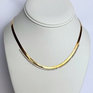 Classy Gold Plated Rhinestone Simple Choker Necklace